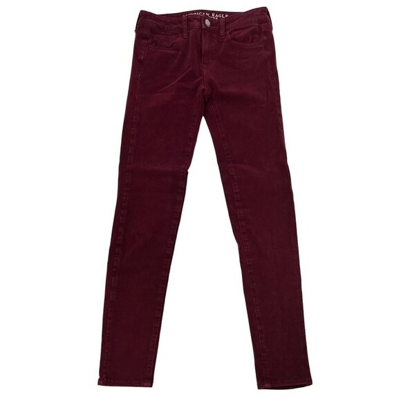 American Eagle Womens Low Rise Stretch Jeggings Wine Size 0 - Picture 1 of 9